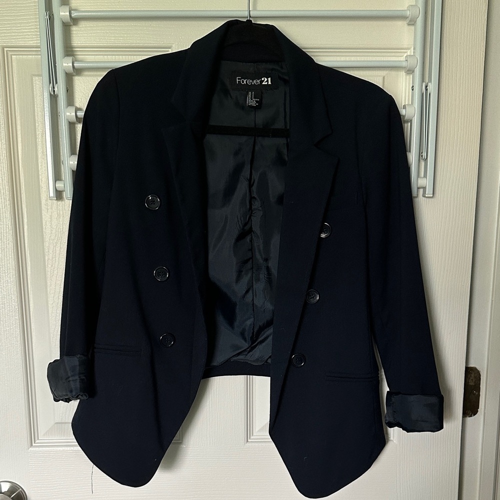 Forever 21 Double-Breasted Navy Blazer